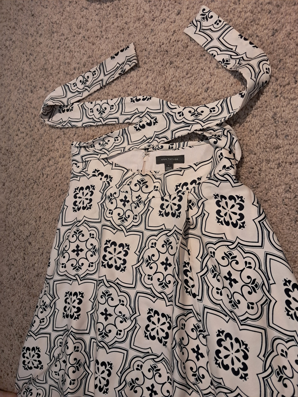 Women's Navy & Cream Printed Tie-Waist Maxi Skirt Size 6 - Picture 11 of 16